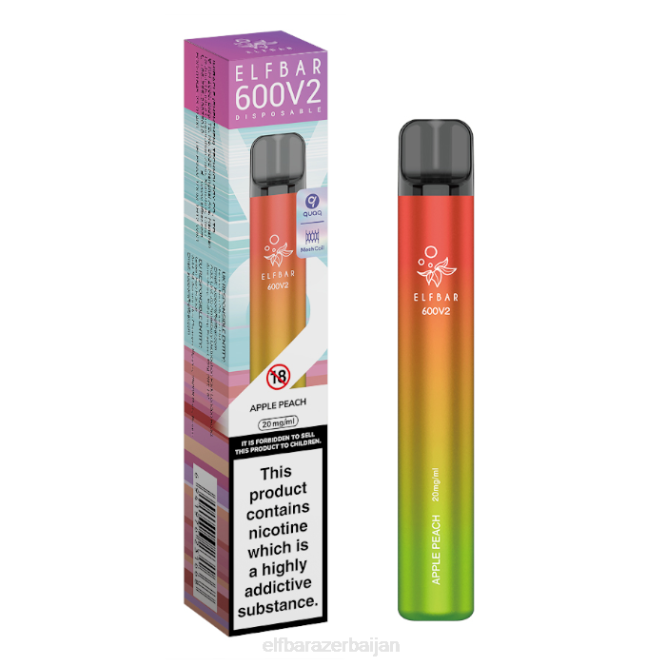 ELFBAR 600V2 Disposable Vape - 20mg P06N11 Apple Peach