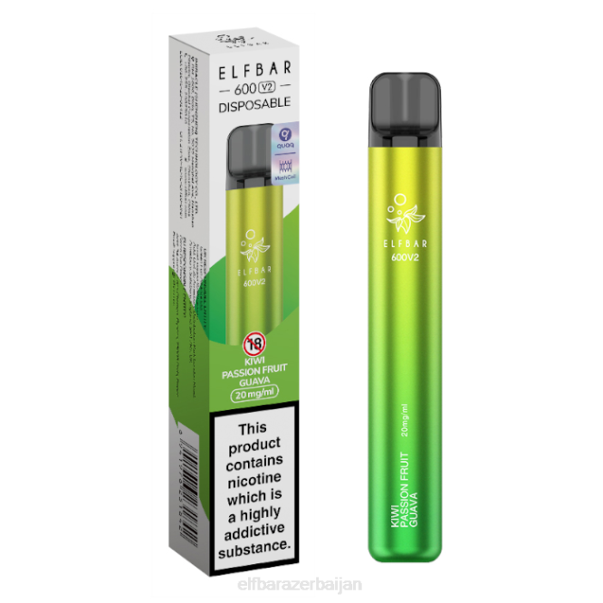 ELFBAR 600V2 Disposable Vape - 20mg P06N12 Kiwi Passion Fruit Guava