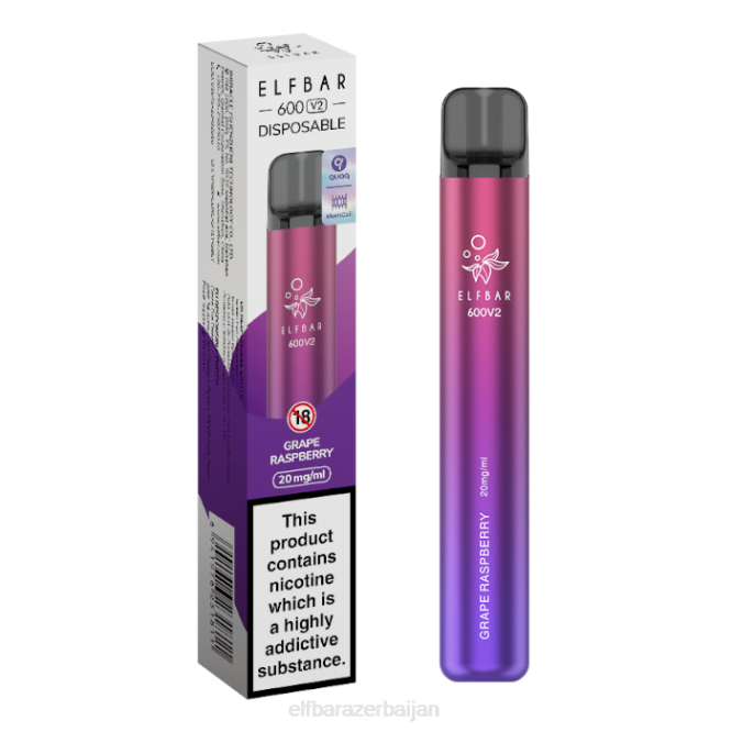 ELFBAR 600V2 Disposable Vape - 20mg P06N24 Grape Raspberry