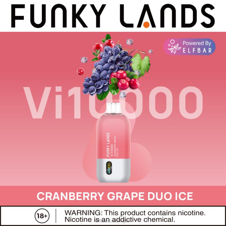 FFH2V156 ELFBAR Funky Lands Best Flavor Disposable Vape Vi10000 Iced Series Cranberry Grape Duo Ice