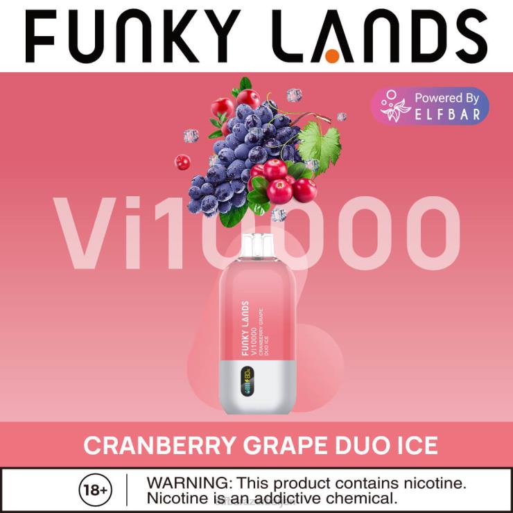 FFH2V165 ELFBAR Funky Lands Disposable Vape Vi10000 Puffs Cranberry Grape Duo Ice