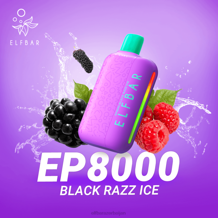 FFH2V70 ELFBAR Disposable Vape New EP8000 Puffs Black Razz Ice