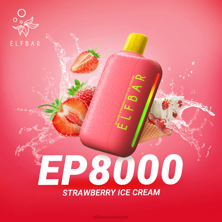 FFH2V75 ELFBAR Disposable Vape New EP8000 Puffs Strawberry Ice Cream